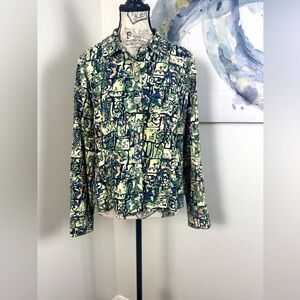 Christopher & Banks Multicolor Abstract Button Down, Two Side pocket Shirt Siz M